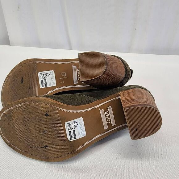 Toms LUNATA Women's Lace Up Booties Suede Olive Green Size 6.5 - Picture 9 of 12